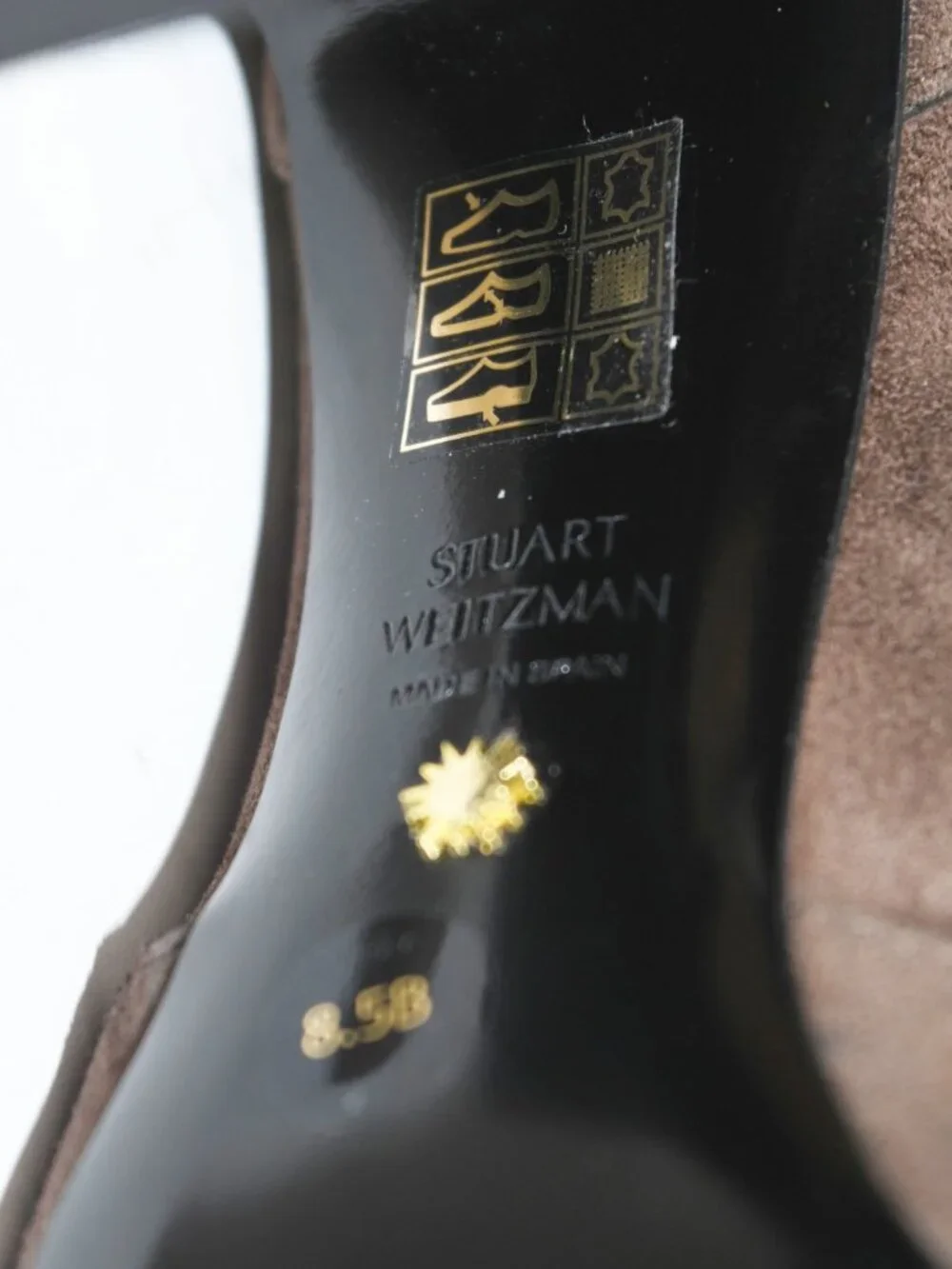 $1100 STUART WEITZMAN VIDALAND OVER THE KNEE BROWN SUEDE CHUNKY HEEL 8.5 (PD17)